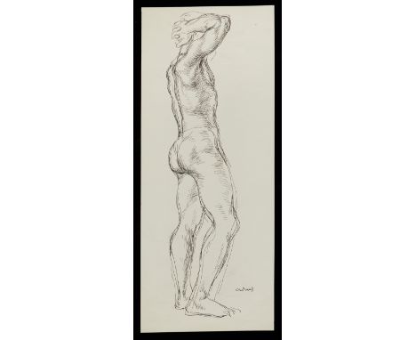 Paul Cadmus (American, 1904-1999). Ink sketch on paper depicting a standing nude male. Signed along the lower right.Provenanc