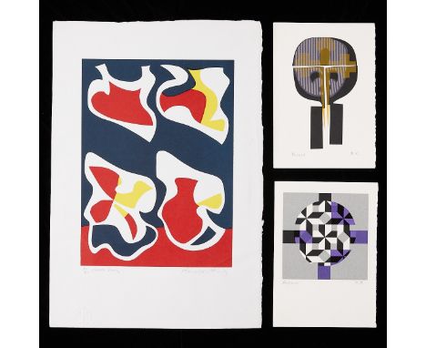 Ronald "Ron" King (Brazilian/British, b. 1932). Group of three lithographs including:"Knight" depicting a cross; pencil initi