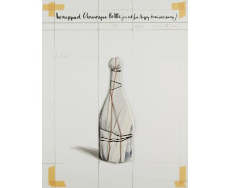 Christo (Bulgarian/American, 1935-2020). Lithograph with pencil, cloth, masking tape, plastic, and string on paper titled "Wr