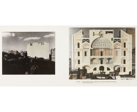 Richard Haas (b. 1936). A photograph and screenprint proposal of the Boston architectural center mural. Pencil signed along t