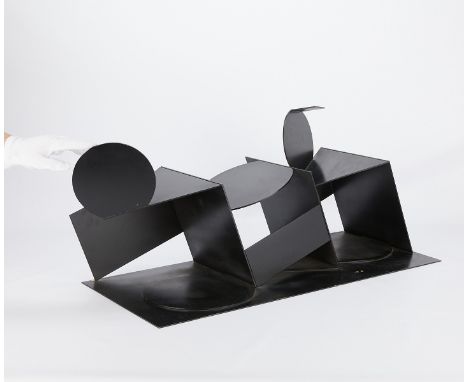 Ernest Trova (America, 1927-2009). Painted welded metal sculpture titled "Untitled (Canto Series- geometric black sculpture)"