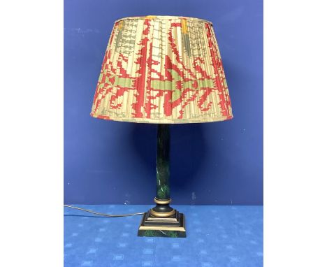 Modern faux marble lamps, on stepped base, with OKA lamp shade 