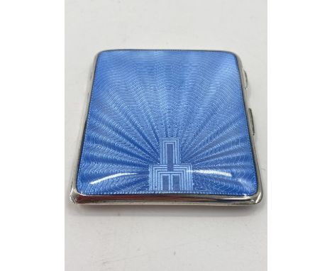 A sterling silver cigarette case with engine turned decoration by William Neale, Birmingham, 1934, 100g. Very light signs of 