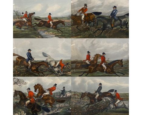 six framed and glazed Hunting Prints, Fores's Hunting Sketches, "The Right and Wrong Sort", in good condition, some minor wea