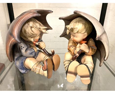 2 GOEBEL FIGURES WITH UMBRELLA - BOTH 20 CMS TALL