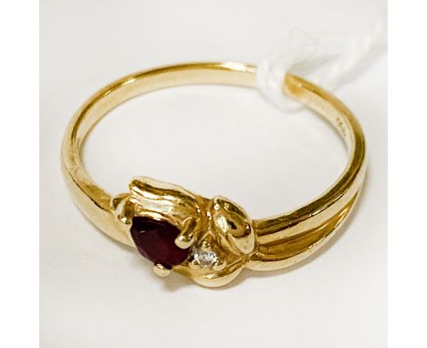 18CT RUBY &amp; DIAMOND RING SIZE L