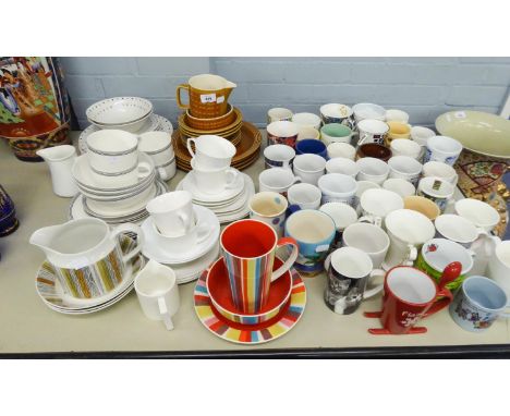 LARGE SELECTION OF TEA WARES TO INCLUDE; MIDWINTER JUG AND TWO BOWLS, HORNSEA 'SAFFRON' JUG AND PLATES ETC... AND APPROX 45 D