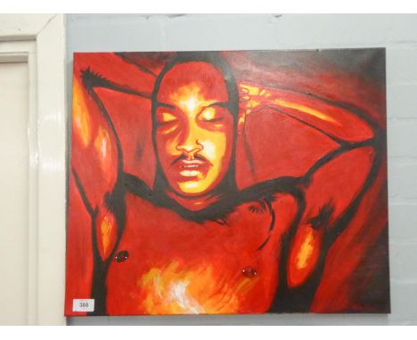 JOHN CHARLES 'BARRY' STOCKTON (1942-2015) ACRYLIC ON CANVAS Quarter length portrait of a sleeping male figureSigned and dated