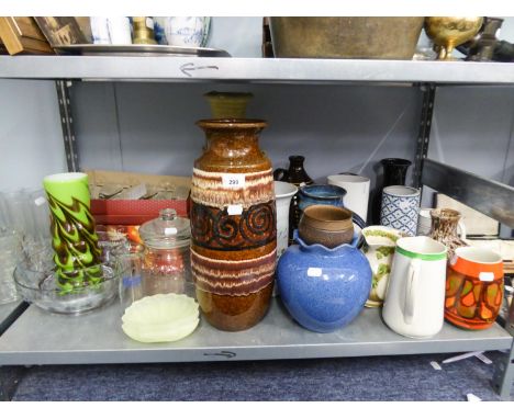 COLLECTION OF CERAMIC VASES AND JUGS, TO INCUDE; POOLE, DENBY, HANCOCK, CORFIELD, HARGREAVES, WADE ETC... (17) 