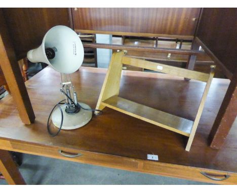 A MID TWENTIETH CENTURY ANGLEPOISE LAMP AND A BOOK TROUGH 