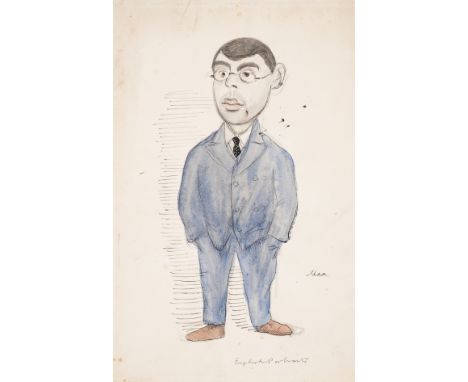 Beerbohm (Max) "English Portraits" [William Rothenstein (1872-1945)], pen and black ink over black chalk under-drawing, water