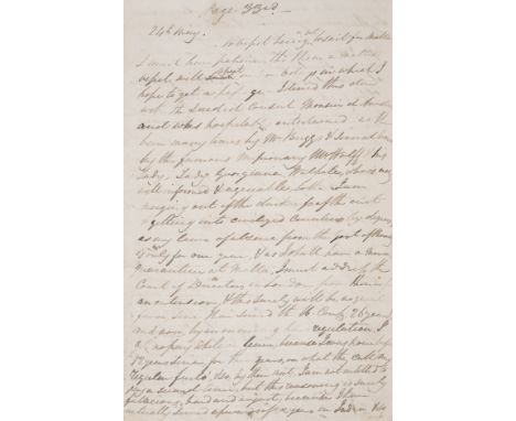 India to England.- Campbell (Lt. Col., of the Bombay Establishment) Journal, autograph manuscript, 43pp. only, incomplete, in