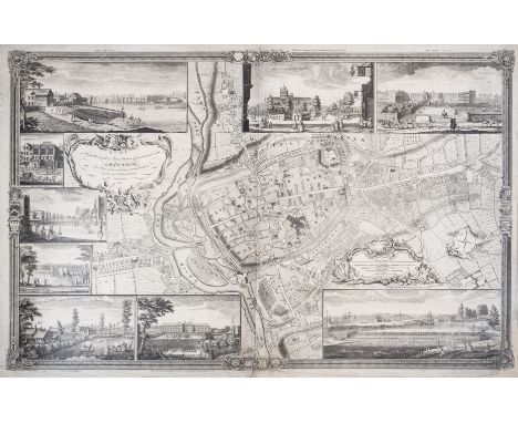 Rocque (John) Plan de la ville et faubourgs d' Exeter ..., exceptionally fine plan adorned with nine large vignettes of build