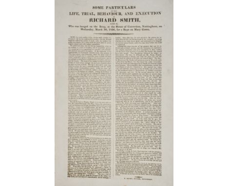 Execution broadside.-  Some Particulars of the Life, Trial, Behaviour, and Execution of Richard Smith, aged 45, who was hange
