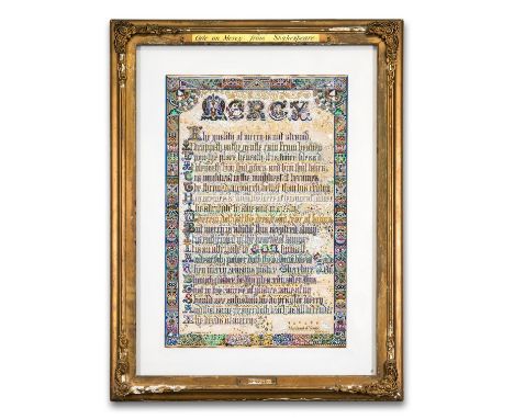 Shakespeare (William).- Moginie (D.B.) Portia's ode on mercy, from the Merchant of Venice, Act IV, Scene 1, lithograph, with 