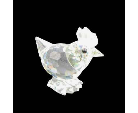 Clear body with frosted comb and black crystal eyes. Swarovski backstamp. 7675 030 000. This item has its original box: 3.25"