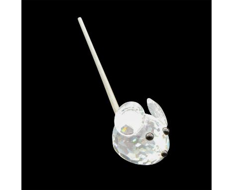 Faceted body, black button eyes and nose, silver tail stud with bendable tail. Swarovski backstamp. 7655 023 000. This item h