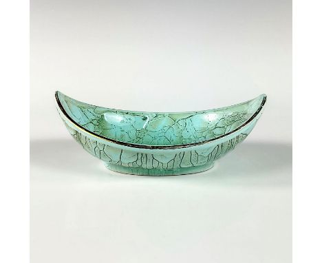 Turquoise toned with lustre finish and branch patterning. Gold toned rim around piece.Hand Painted Delft Holland on bottom. T