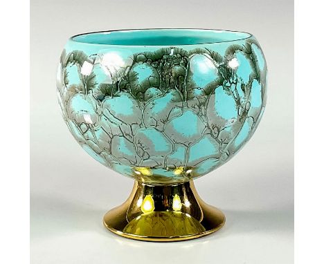 Turquoise toned with lustre finish &amp; branch patterning. Gold toned rim around piece.Hand Painted. Holland stamped to bott