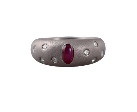  Metal  : Platinum   Designer  : Not Signed   Gemstone  : Ruby 0.74ct, Diamonds 0.23ctw.    Measurements  : Ring size 6.5, to
