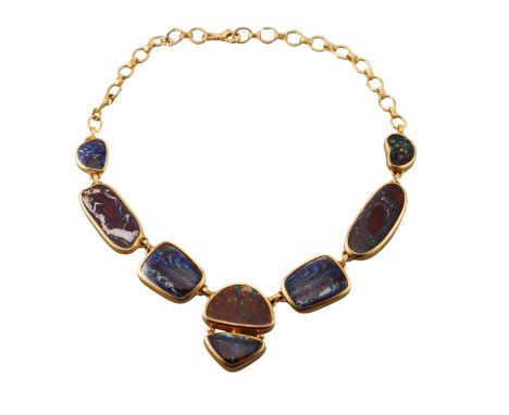  Metal  : 24k Gold   Designer  : Gurhan   Gemstone  : Opal 175.46ctw    Measurements  : Necklace is 18" long and 40mm wide.  