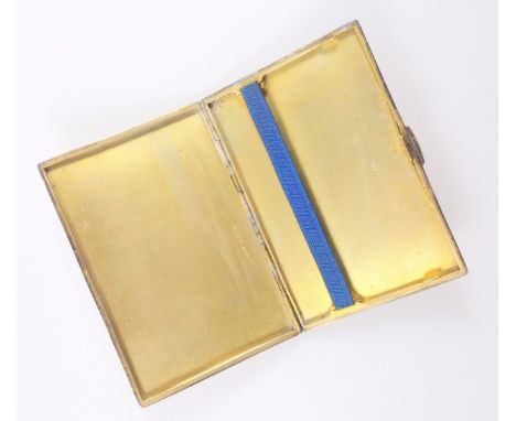 George V silver Art Deco cigarette case with engine turned decoration and pendant stripes, by S &amp; BM, Birmingham 1937, L 