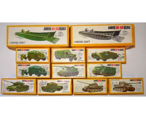 Airfix boxed Vehicles 1653 Patton Tank SECOND VERSION, 1830 Panther Tank, 1831 Tiger Tank, 1657 Troop Carrier, 1663 Centurion