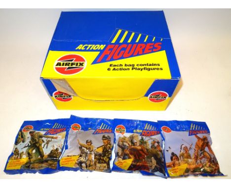 RARE Airfix Indians Action Figures Trade Box eleven bags Indians, three bags Medieval fighters one bag British Paratroops and