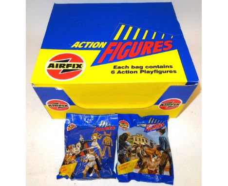 RARE Airfix Cowboys Action Figures Trade Box containing fifteen bags and seven bags Space Warriors,  each bag contains 6 Acti