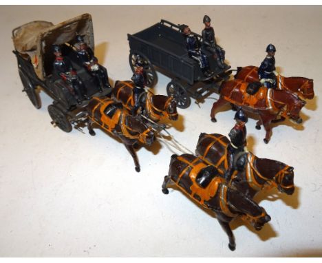 * Britains sets 145 Royal Army Medical Corps four horse Ambulance and 146 Army Supply Corps two horse wagon, collar harness, 