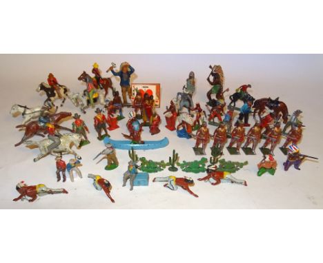 British made mostly hollowcast Wild West with a few others, Cowboys and Indians in various scales, including Bridge Trumps ma