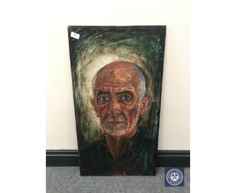 Donald James White : Portrait study of a man, oil on panel, 44 cm x 81 cm.