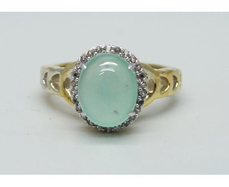 A silver gilt, aquaprase and white topaz ring, P, with certificate 