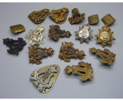 British Army musician's cap badges; Victorian - WWII 