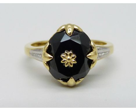 A silver gilt, black spinel Midas ring, P, with certificate 