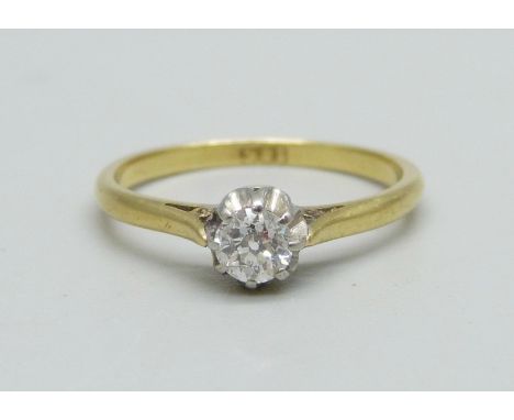 An 18ct gold, diamond solitaire ring, approximately 0.30ct diamond weight, 2.5g, N 