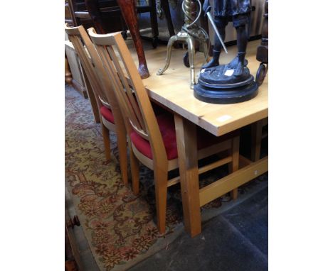 LIGHT WOOD DINING TABLE AND FOUR CHAIRS