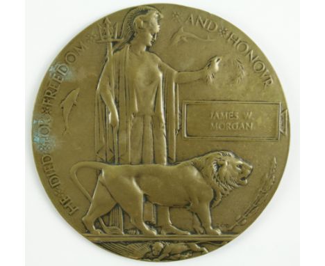 Memorial plaque to James W Morgan 1996 L/Cpl James William Morgan 2nd bn South Wales borders k in A  1st July 1916 buried Anc
