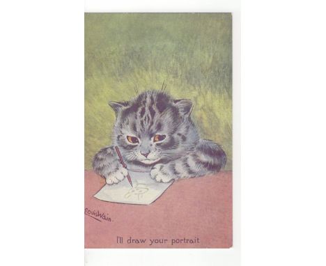 Louis Wain cats postcard - Faulkner, I’ll draw your portrait.