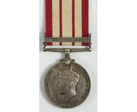 Naval General Service Medal GVI with Palestine 1945-48 clasp (D/JX 720335 R C M King AB RN). 
