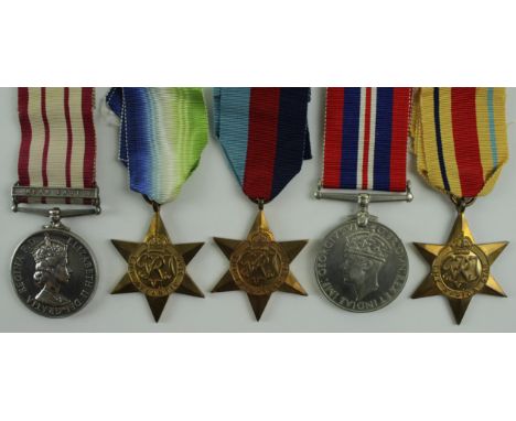 Family medals consisting 1939-45 Star, Atlantic Star, Africa Star, War medal to 224709 Alfred William Meckkiff RN K in A on 2