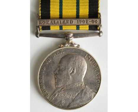 Africa General Service Medal EDVII with Somaliland 1902-04 clasp, (4103 Pte R Minter Norfolk Regt Duplicate). 