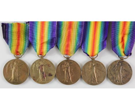 WW1 Victory Medals - 27284 Pte J Wray Essex R, 45195 Dvr H Young RA, 41262 Pte R Cooke High L.I., 26234 Pte J Hamilton R.Scot