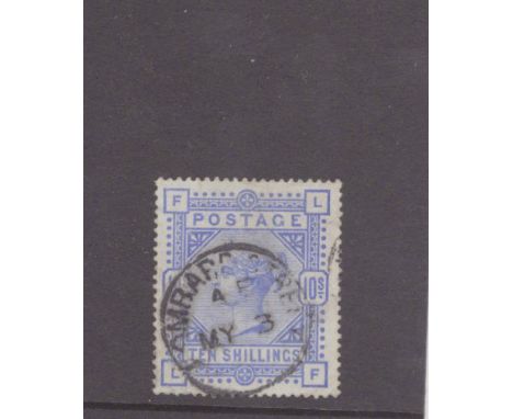 GB 1884 QV 10s ultramarine stamp SG.183 Lombard Street single-ring postmark, cat £525