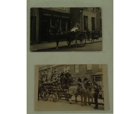 J Mercer Butcher Upper Brook Street Ipswich &amp; Stratford Coop Society decorated horse drawn wagon R/P's &nbsp;     (2)