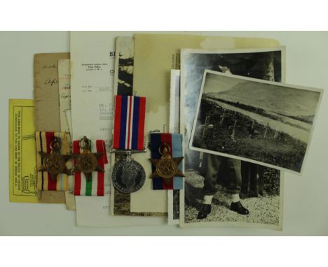 WW2 Casualty 1939-45 star ,Africa star, Italy star and war medals with grave photo portrait photos letters etc., to 5389311 P