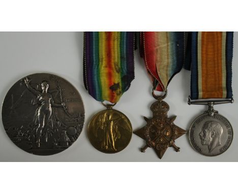 1914 Star Trio to 19281 Pte F T Northcott RAMC. Served with 3/General Hospital. Plus a large medallion engraved 'First Aid Co
