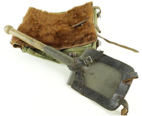 German WW2 fur back pack with entrenching tool