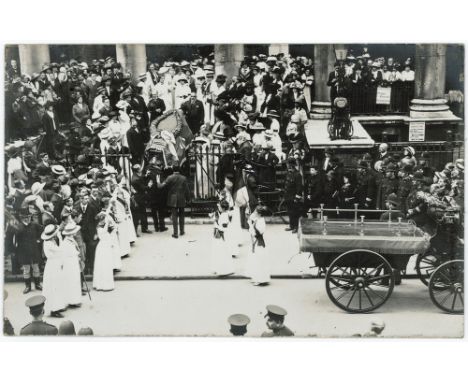 Suffragette Emily Wilding Davison's funeral 14th June 1913, coffin outside St George's church Bloomsbury R/P &nbsp;  (1)