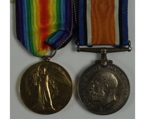 BWM &amp; Victory Medal to R-28938 Pte R E W Curtis K.R.R.C.   (2)